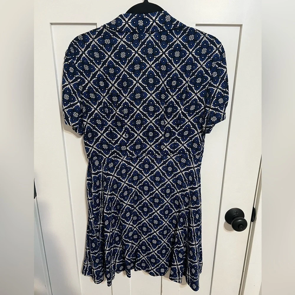 Free People Melody Geo Button Front Mini Dress Size 6 Blue